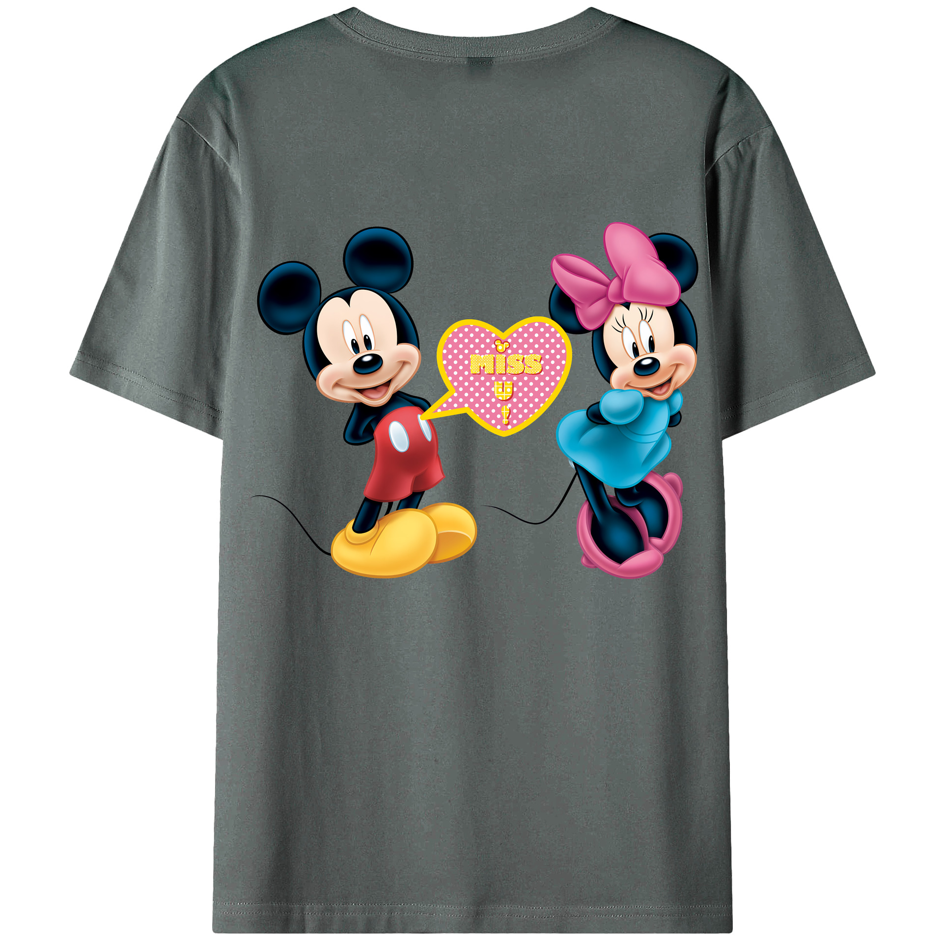 （画像用） ミッキーマウス Mickey Mouse 綿100％ メンズ半袖Tシャツ（バックプリント） 通気性